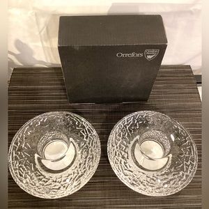NEW Orrefors Discus 2 clear votive Large candle holders